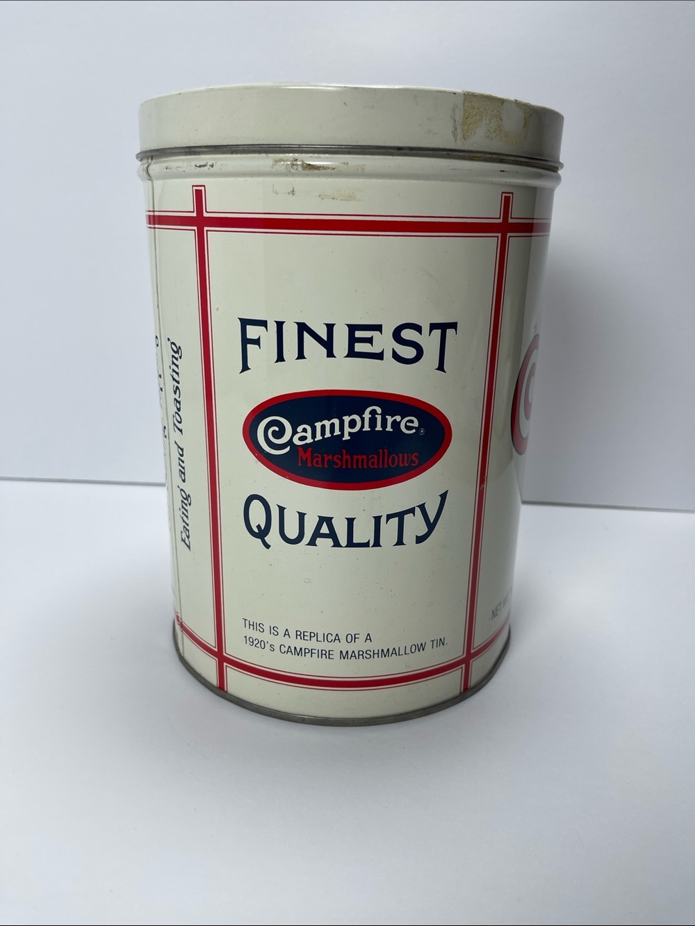 Campfire Marshmallows 'Finest Quality' Tin - Cream & Red Vintage